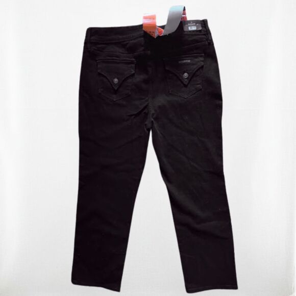NWT Hudson Jeans Black Midrise Straight Flap Pocket Dark Grunge Biker Goth 16/36 - Picture 2 of 9